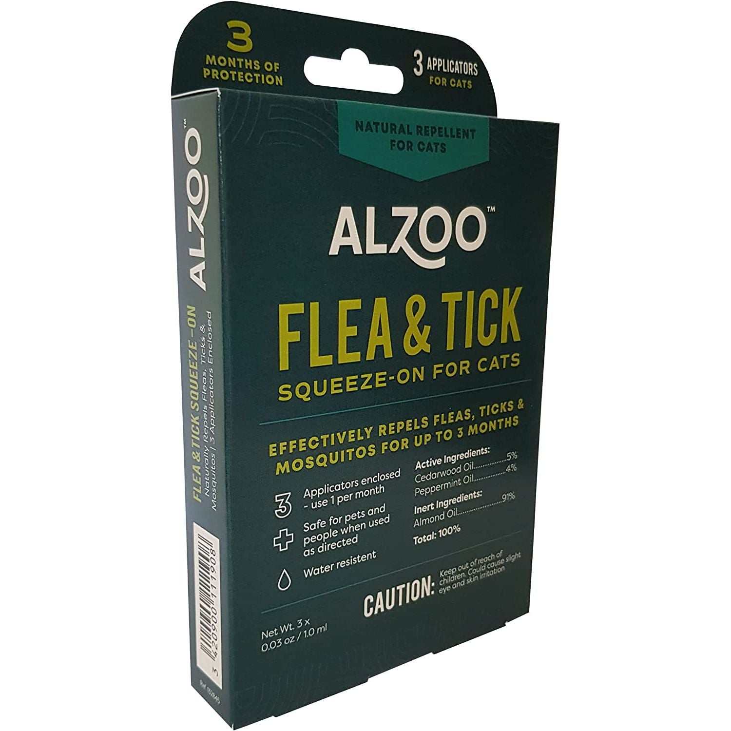 ALZOO Flea & Tick Repellent Squeeze-On for Cats - Pack of 3