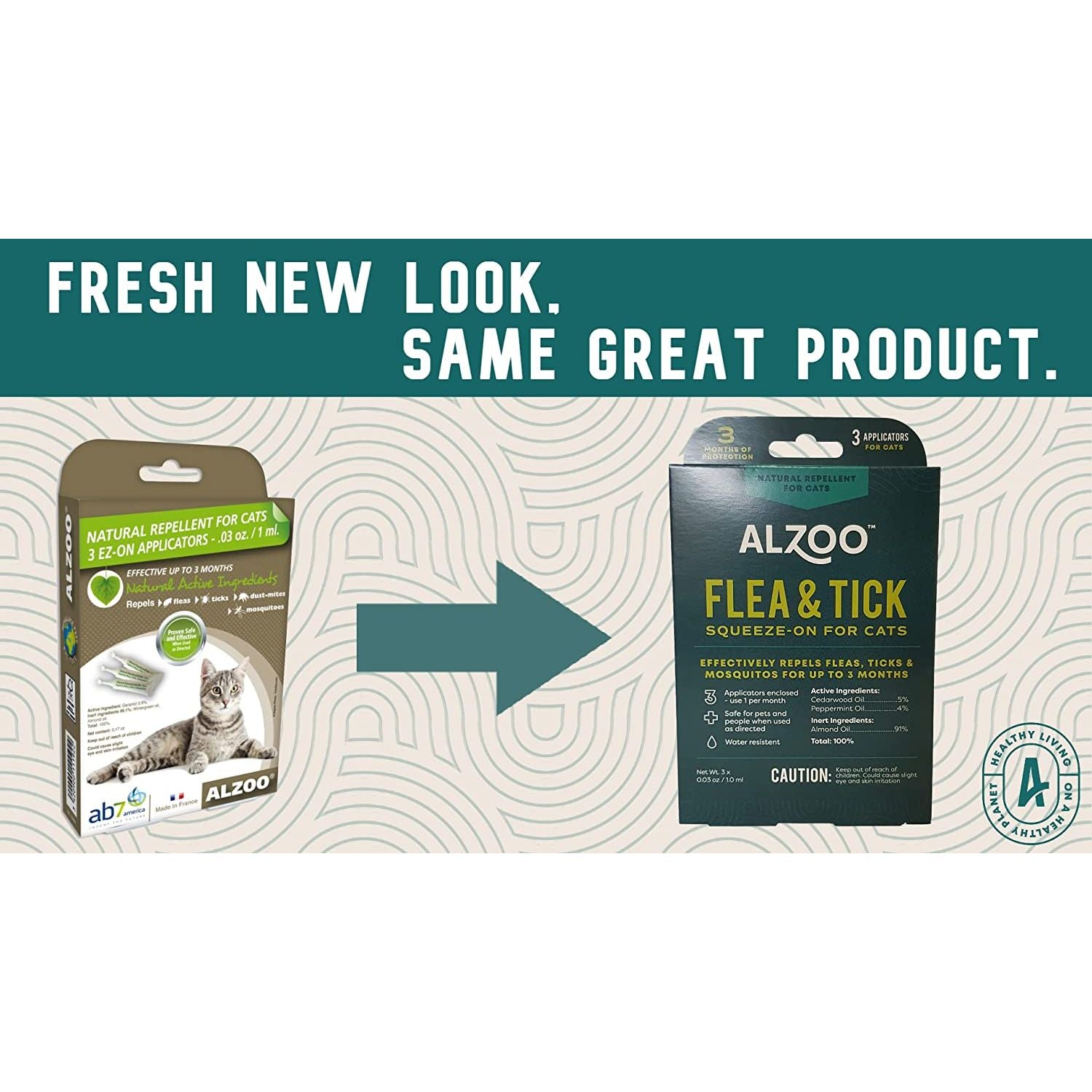 ALZOO Flea & Tick Repellent Squeeze-On for Cats - Pack of 3
