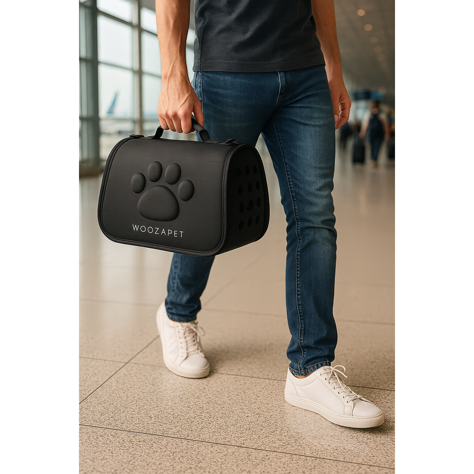 WOOZAPET Black Travel Pet Carrier For Dogs or Cats
