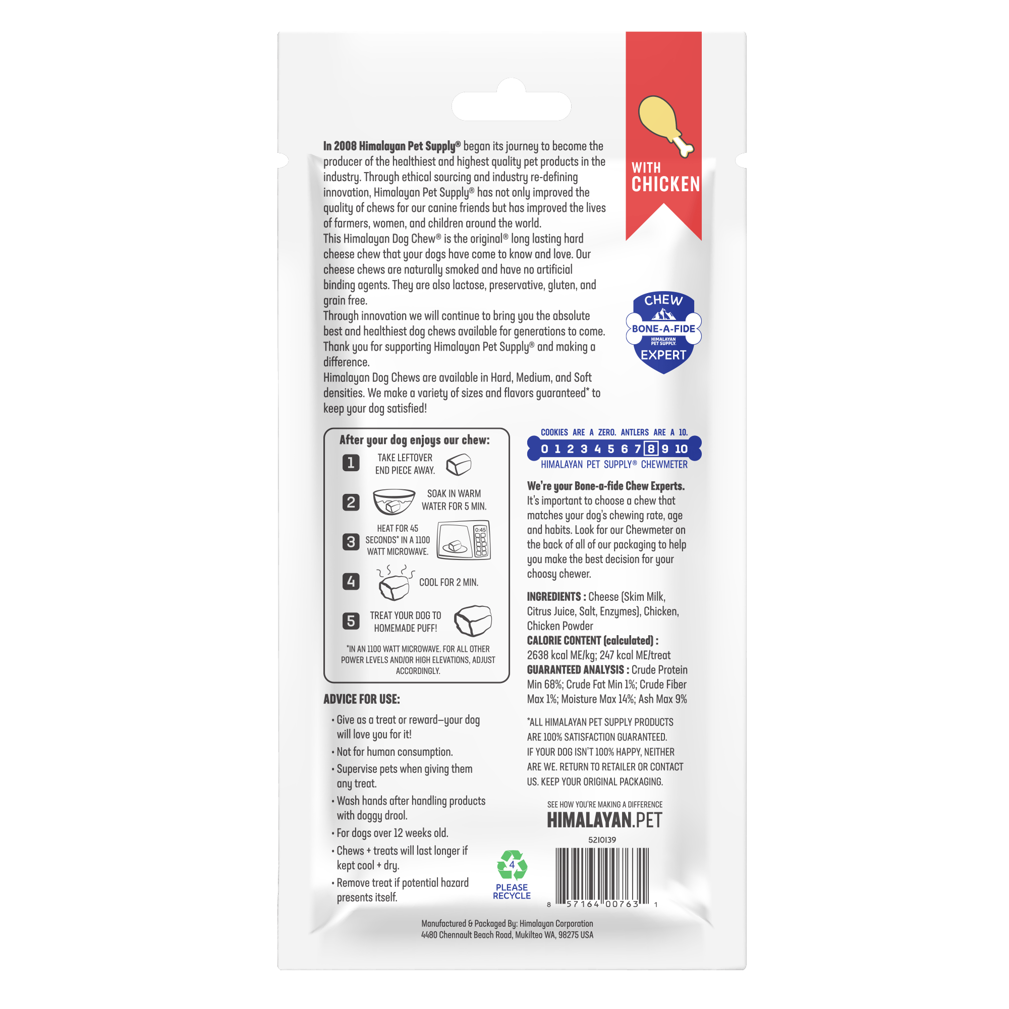 Himalayan Dog Chew | Chicken Flavor XLarge for Dogs 55 Lbs & Larger