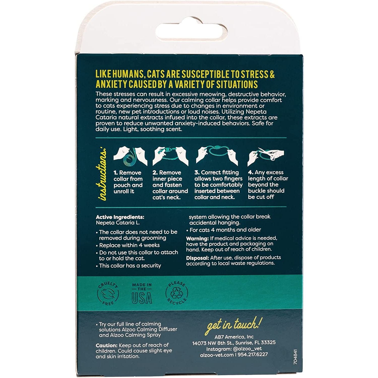 ALZOO All Natural Calming Collar for Cats