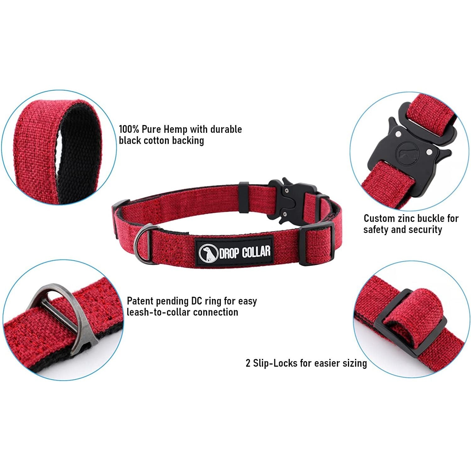 Drop Collar Natural Material Easy One Click Adjustable Dog Collar