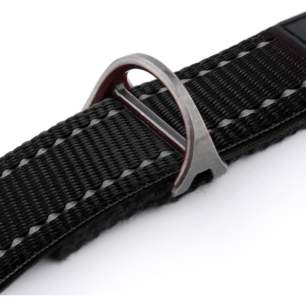 Drop Collar Reflective Nylon Dog Collar with Patent Pending Upright Leash Connection Point