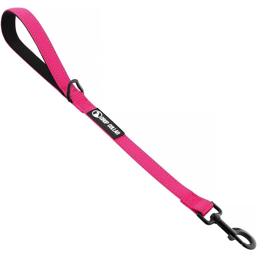 Drop Collar Reflective Nylon Leash with Sleek D-Ring for Accessories & Soft Padded Gel Handle for Comfort (Shorty)
