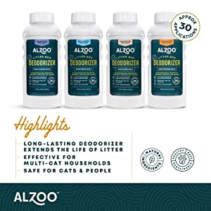 ALZOO Litter Box Deodorizer for Cats - Ocean Breeze 26oz.