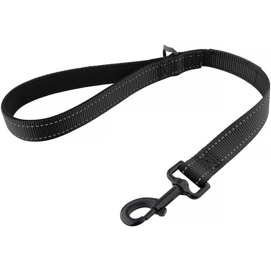 Drop Collar Reflective Nylon Leash with Sleek D-Ring for Accessories & Soft Padded Gel Handle for Comfort (Shorty)