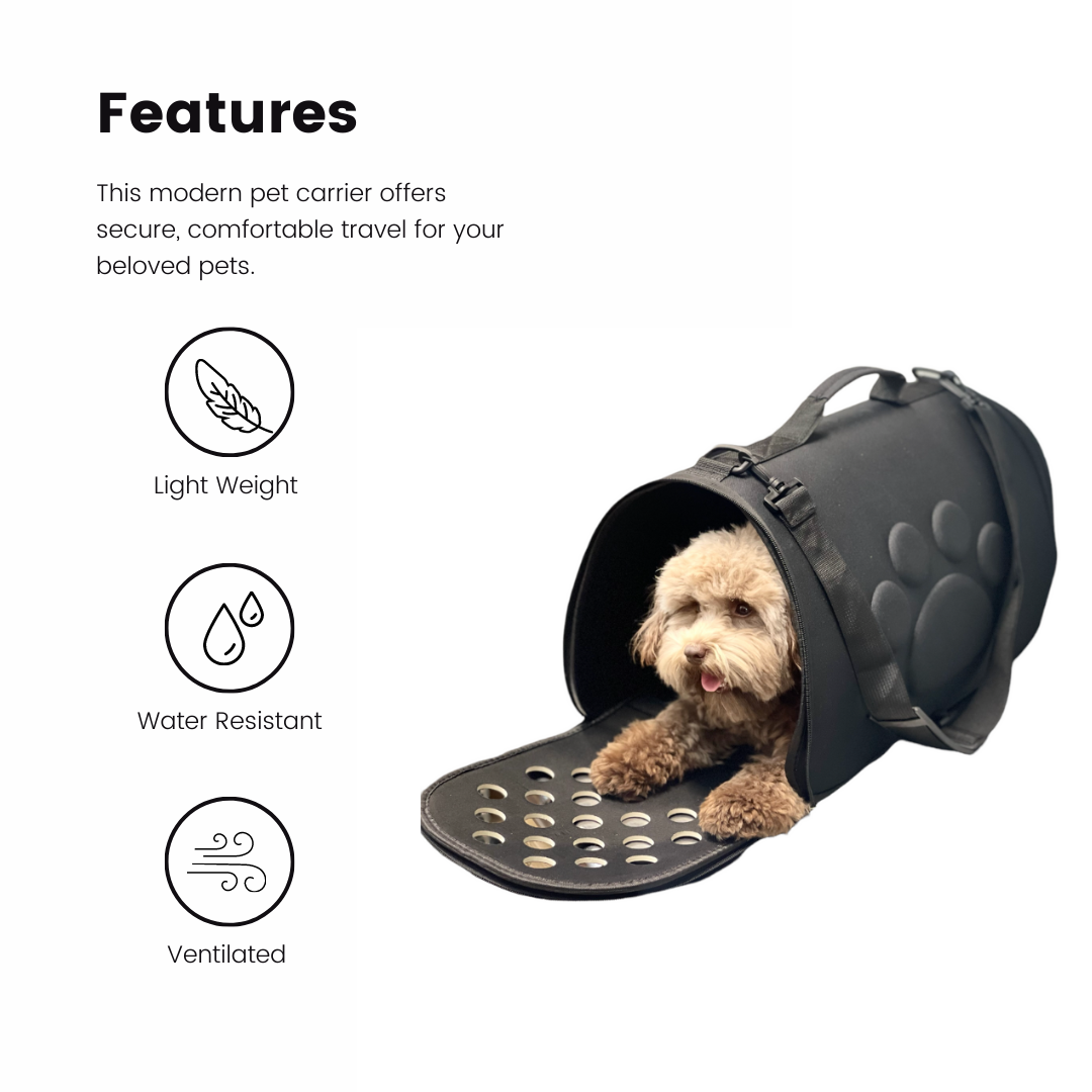 WOOZAPET Black Travel Pet Carrier For Dogs or Cats