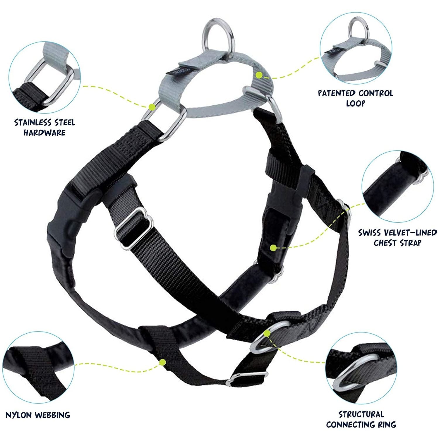 Freedom No-Pull Dog Harness Black