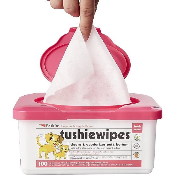Petkin Tushie Wipes for Cats & Dogs – 100 Count