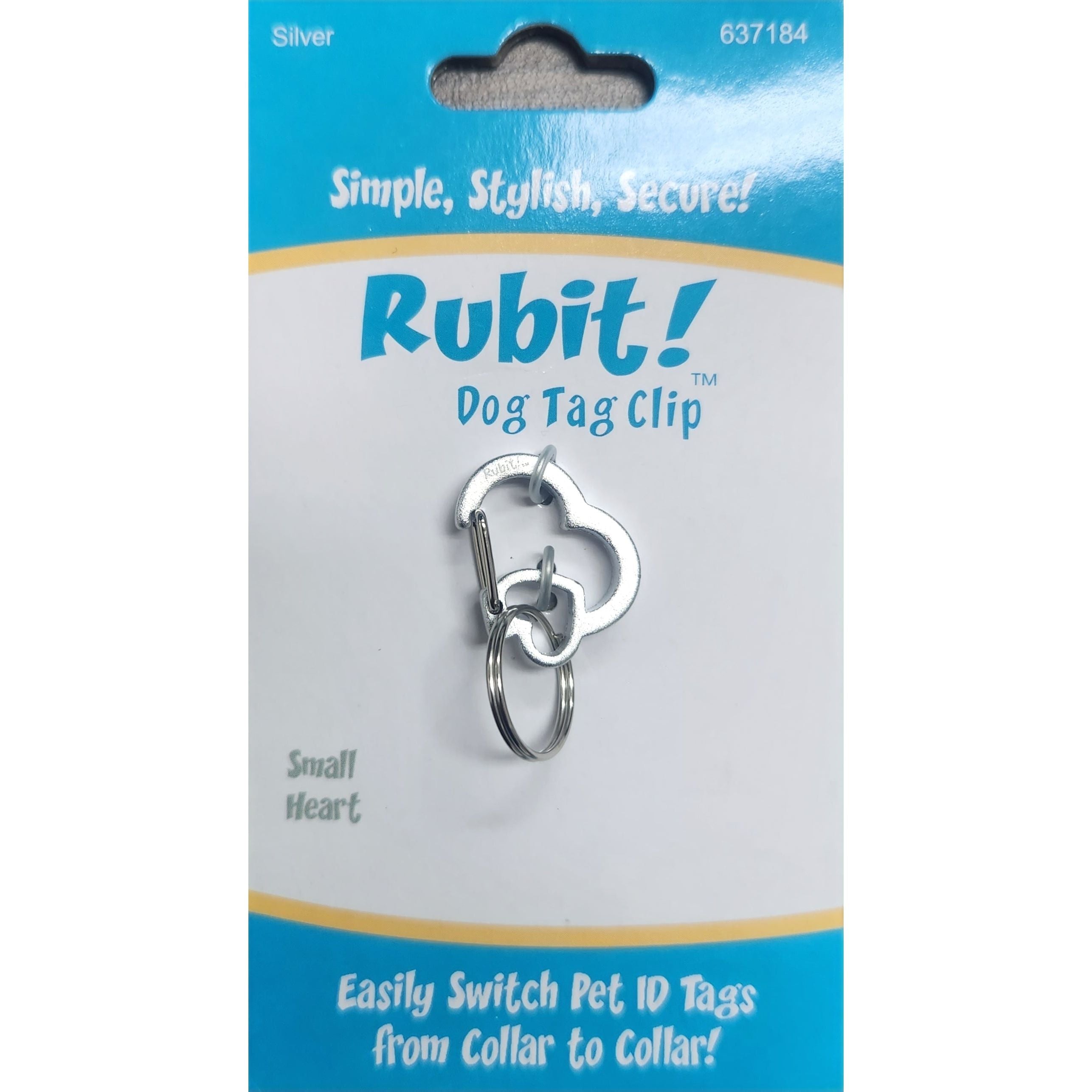 Rubit! Heart Shaped Aluminum Dog Tag Clip Small