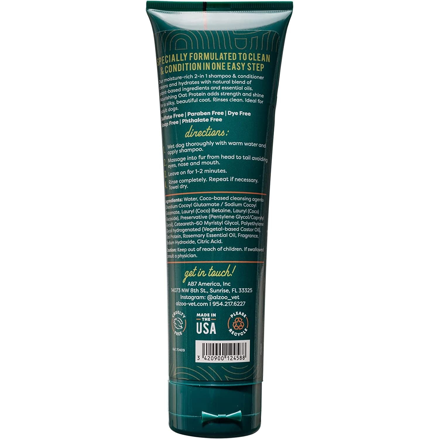 ALZOO 2-in-1 Shampoo with Conditioner for Dogs  8 oz.