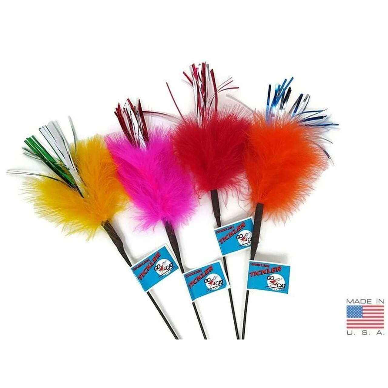 Go Cat 18" Sparkling Tickler Feather Wand Cat Toy