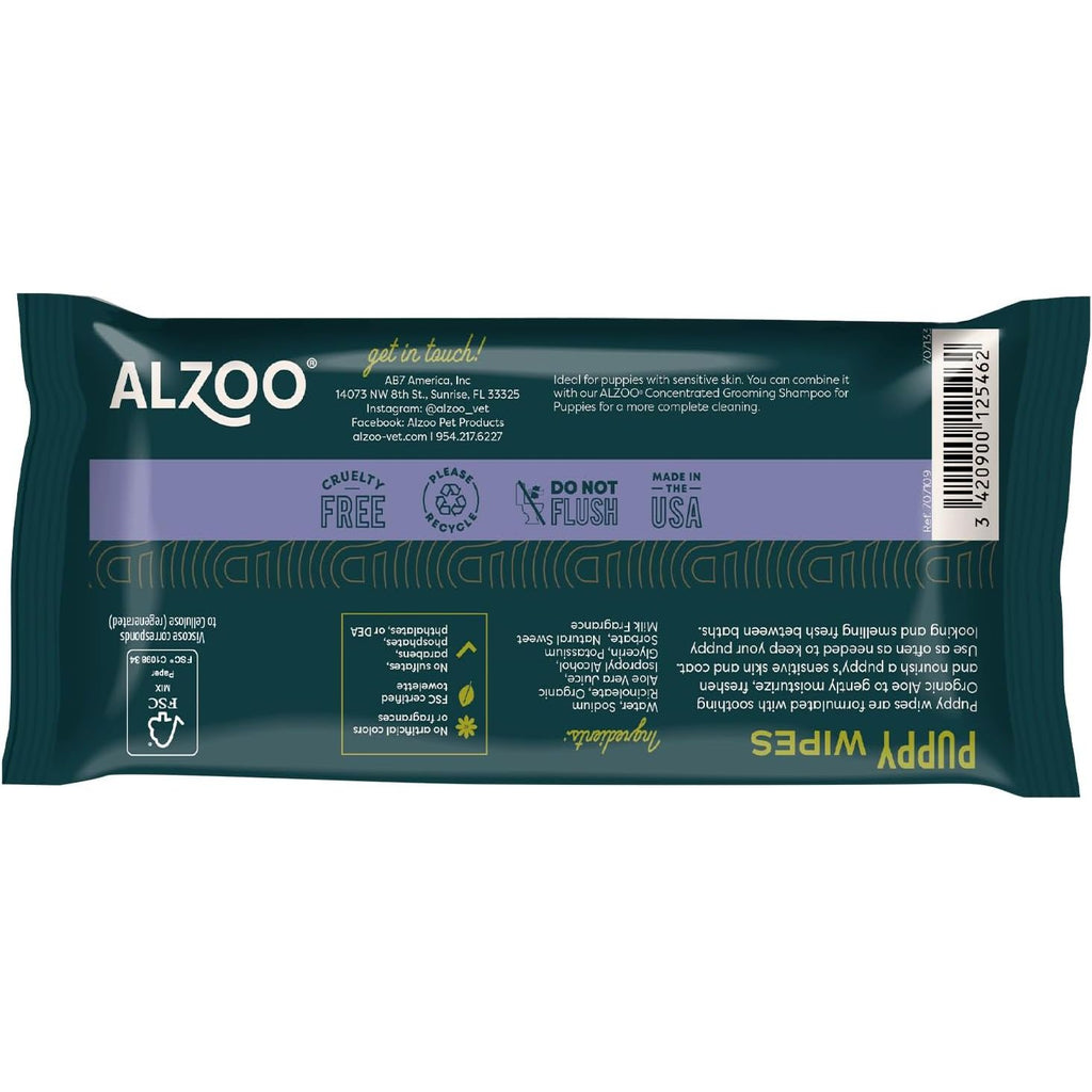 ALZOO Plant-Based Grooming Wipes for Puppies