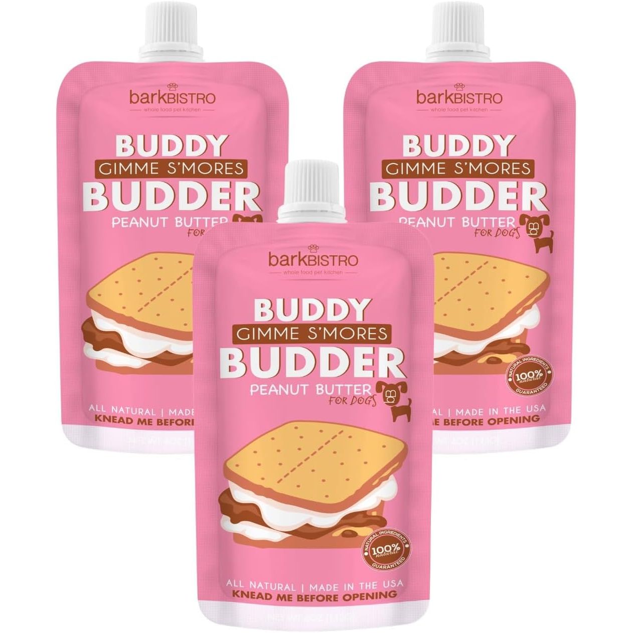 Bark Bistro Gimme S'More Buddy Budder Squeeze Packs — Trio, 3 x 4 oz