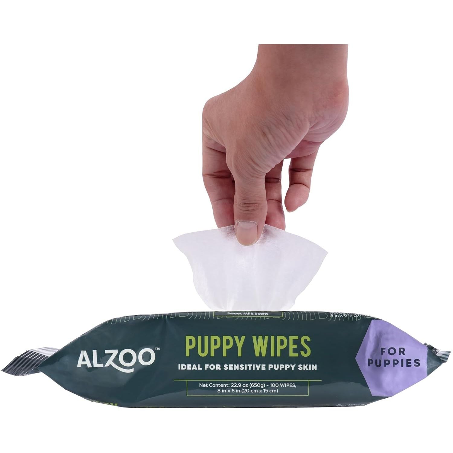 ALZOO Plant-Based Grooming Wipes for Puppies