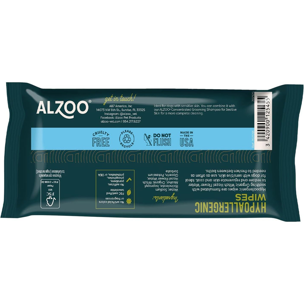 ALZOO Plant-Based Grooming Hypoallergenic Wipes for Dogs