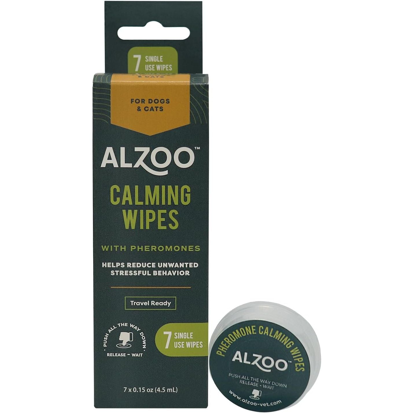 ALZOO On-the-Go Calming Wipes for Cats & Dogs with Pheromones
