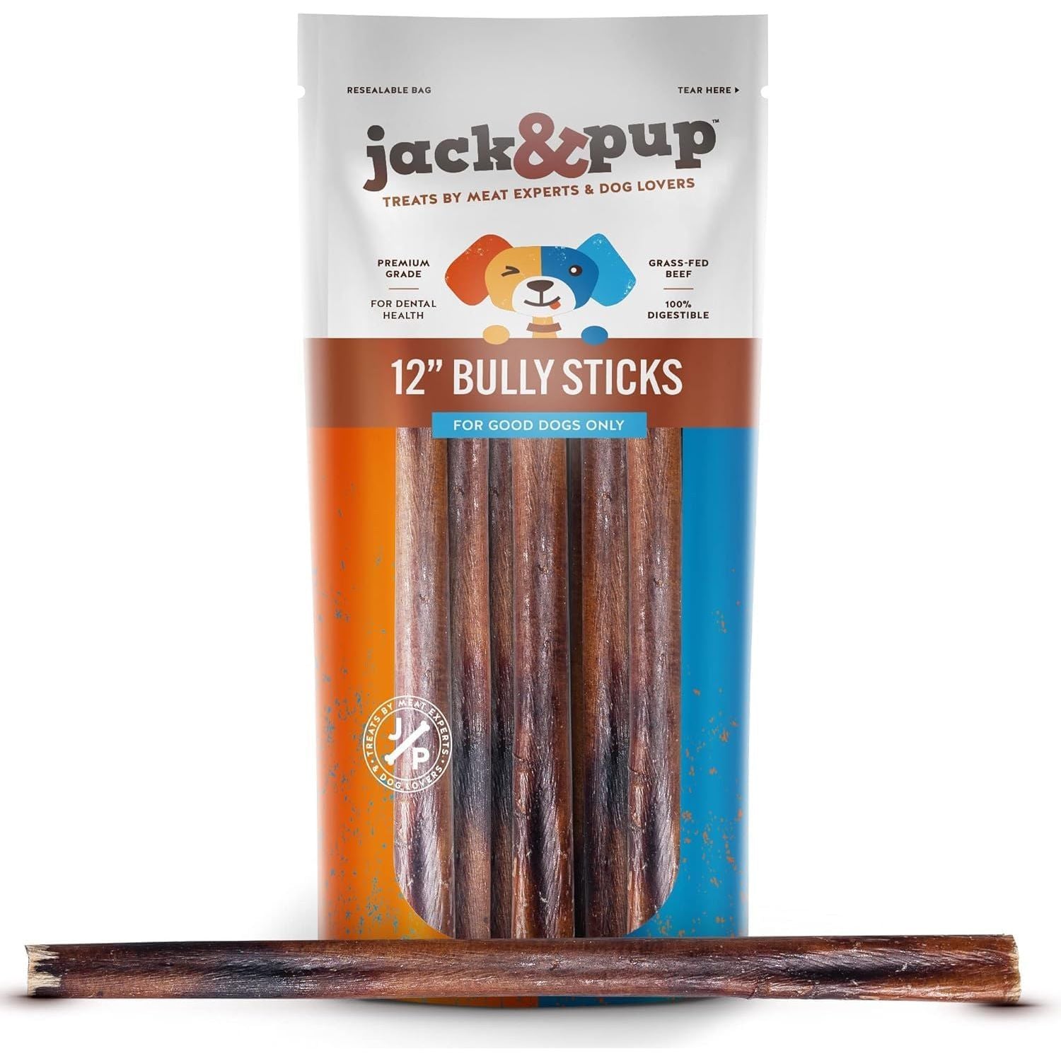 Jack & Pup 12 inch Thick Bully Sticks (3 Pack)