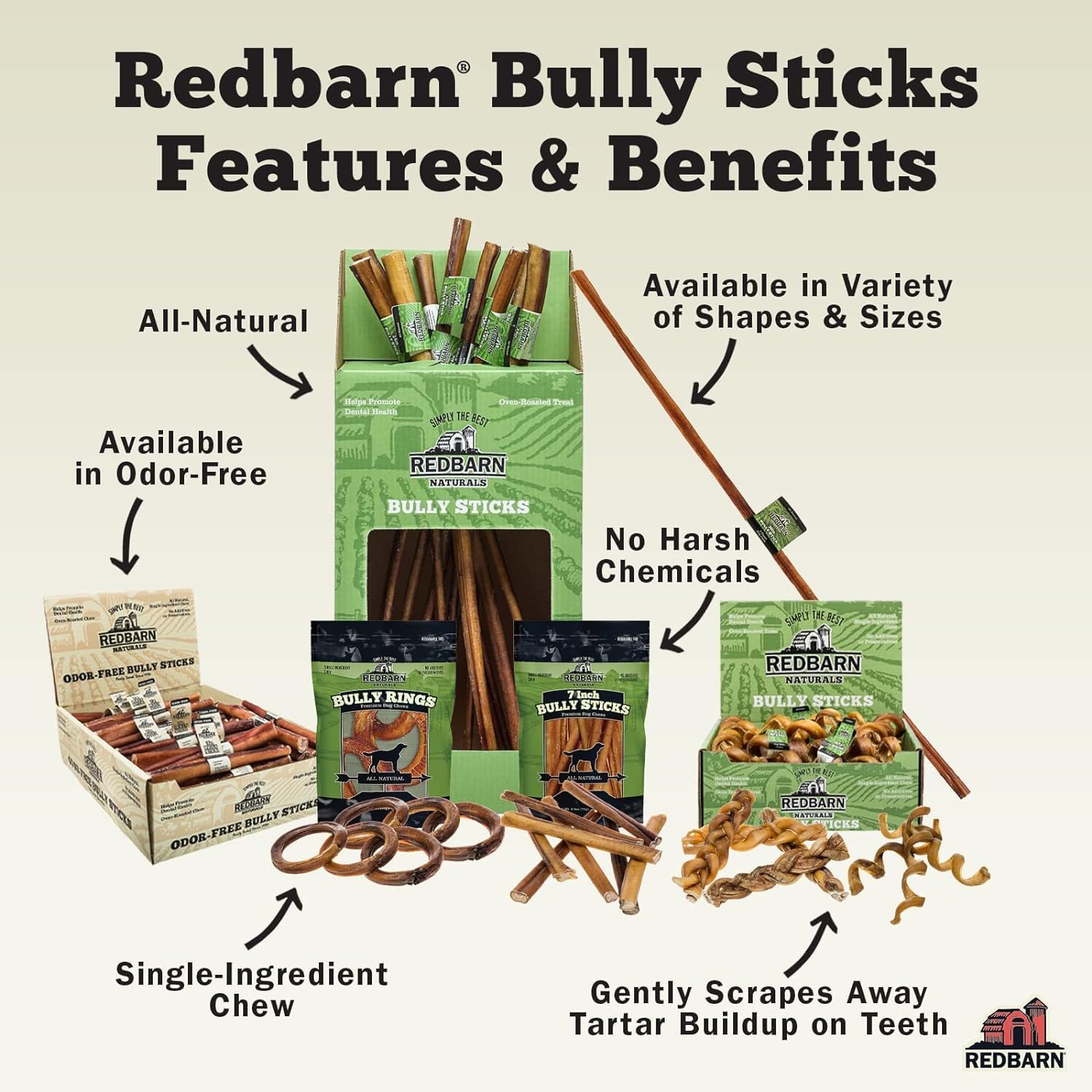 Redbarn 5" Braided Bully Sticks for Dogs