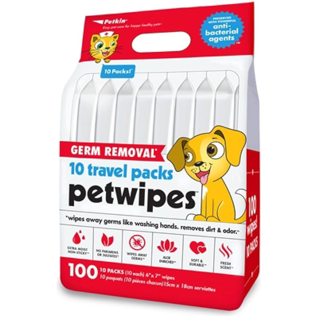 Petkin Germ Removal Travel Wipes 10 Pack