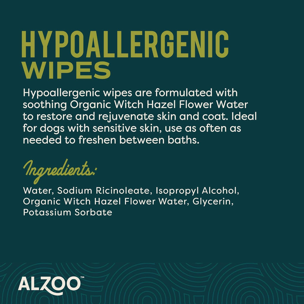 ALZOO Plant-Based Grooming Hypoallergenic Wipes for Dogs