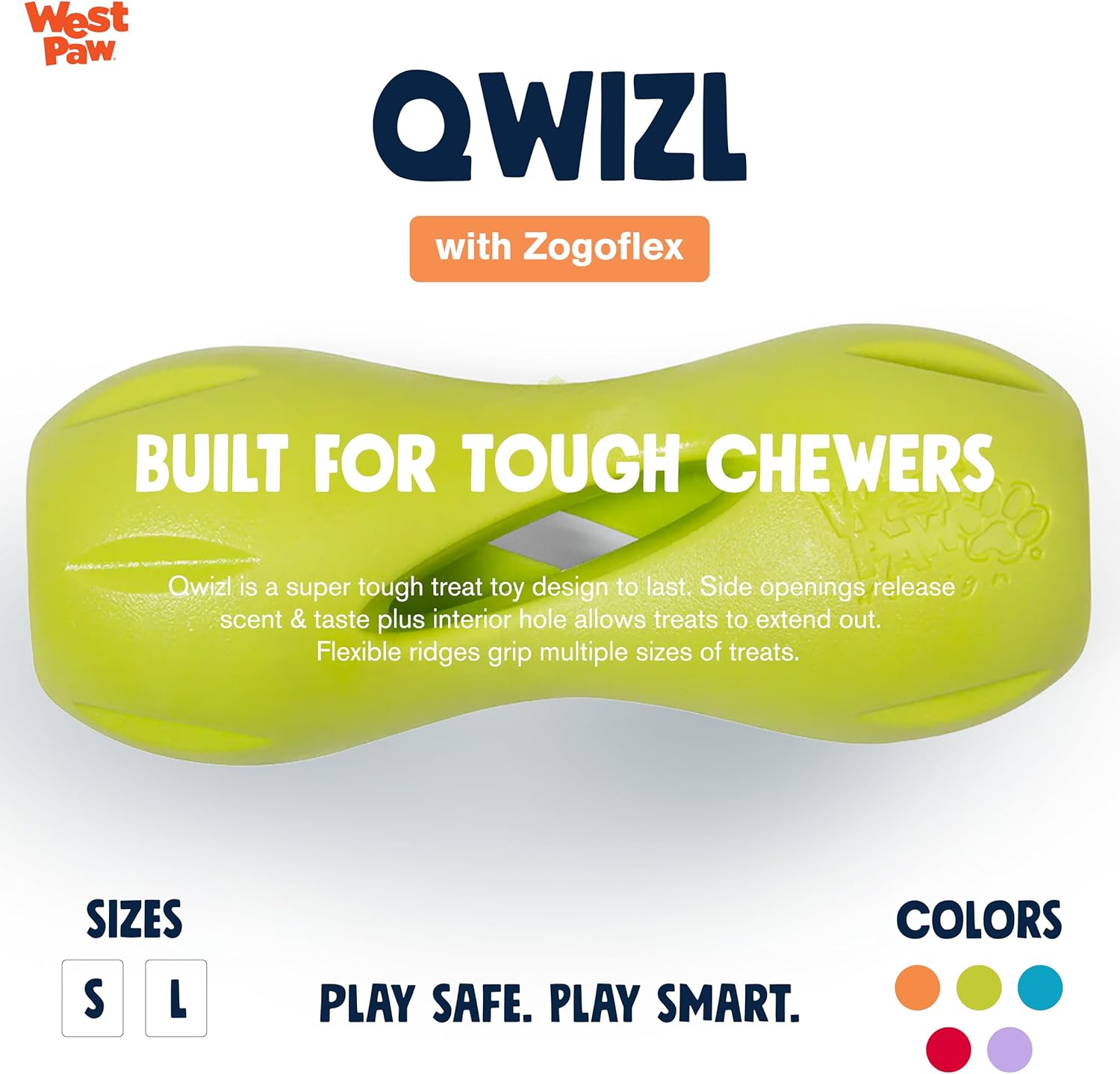 West Paw Zogoflex Qwizl Interactive Treat Dispensing Dog Toy, Large
