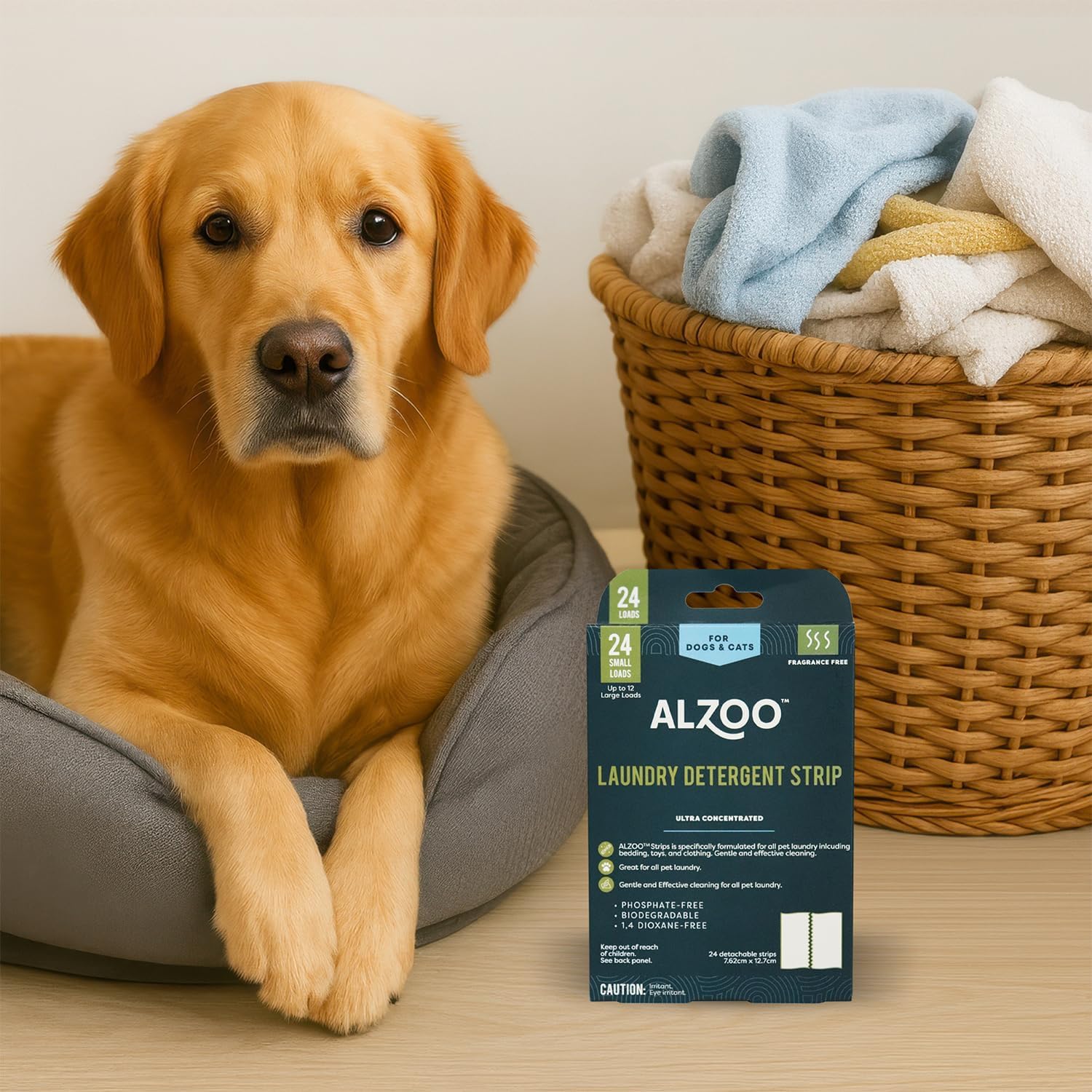 ALZOO Laundry Detergent Strips For Pet Laundry, 12 Sheets