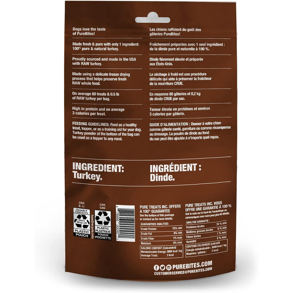 PureBites Turkey Freeze Dried Dog Treats 2.47 oz.