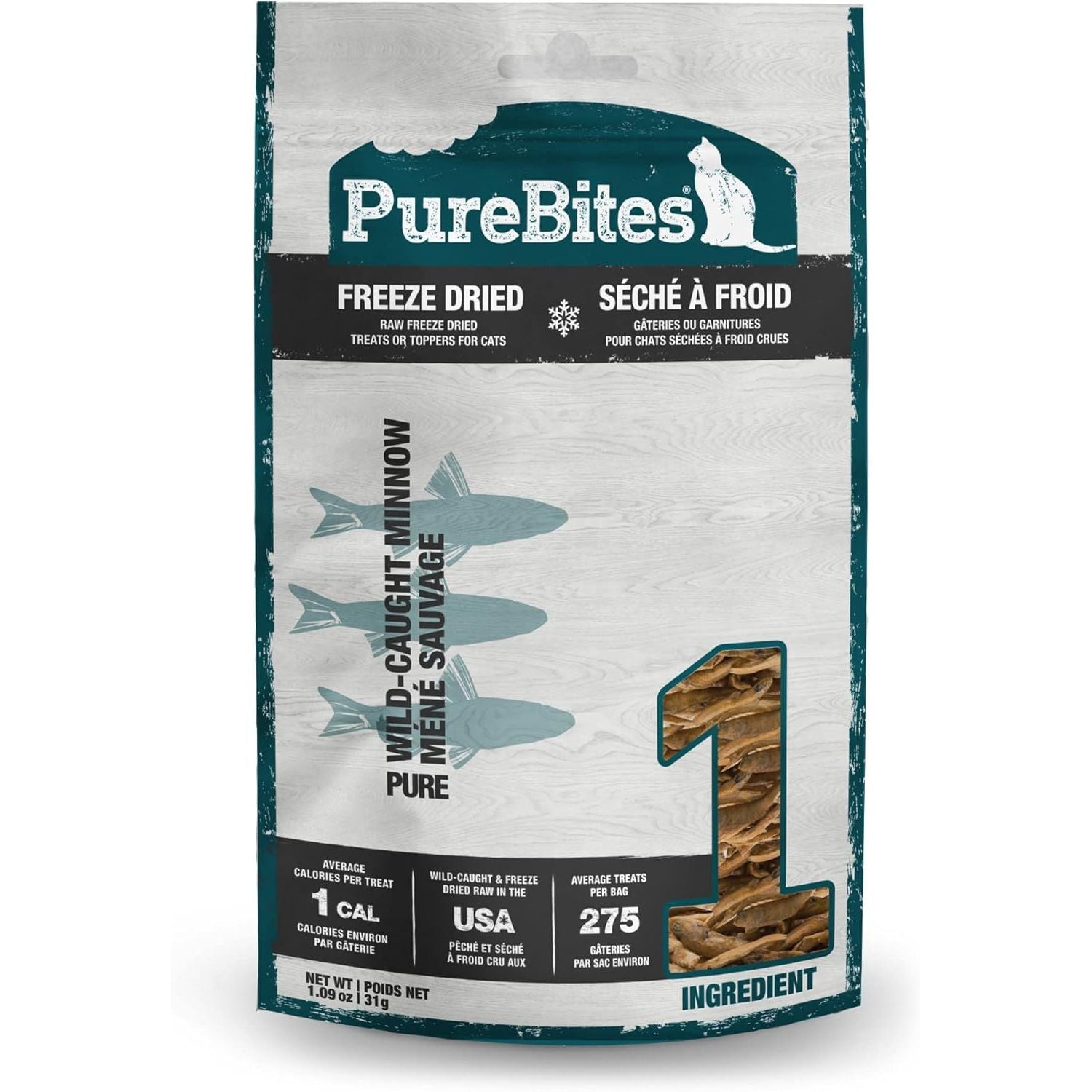PureBites Minnows Freeze Dried Treats for Cats 1.09 Ounces