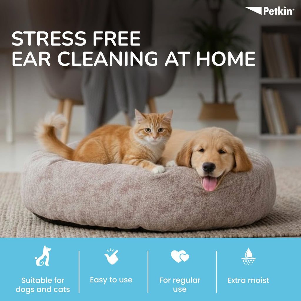 Petkin Jumbo Pet Ear Wipes for Dogs & Cats (80 Count)
