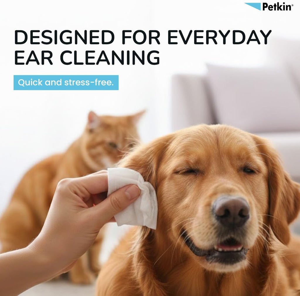 Petkin Jumbo Pet Ear Wipes for Dogs & Cats (80 Count)