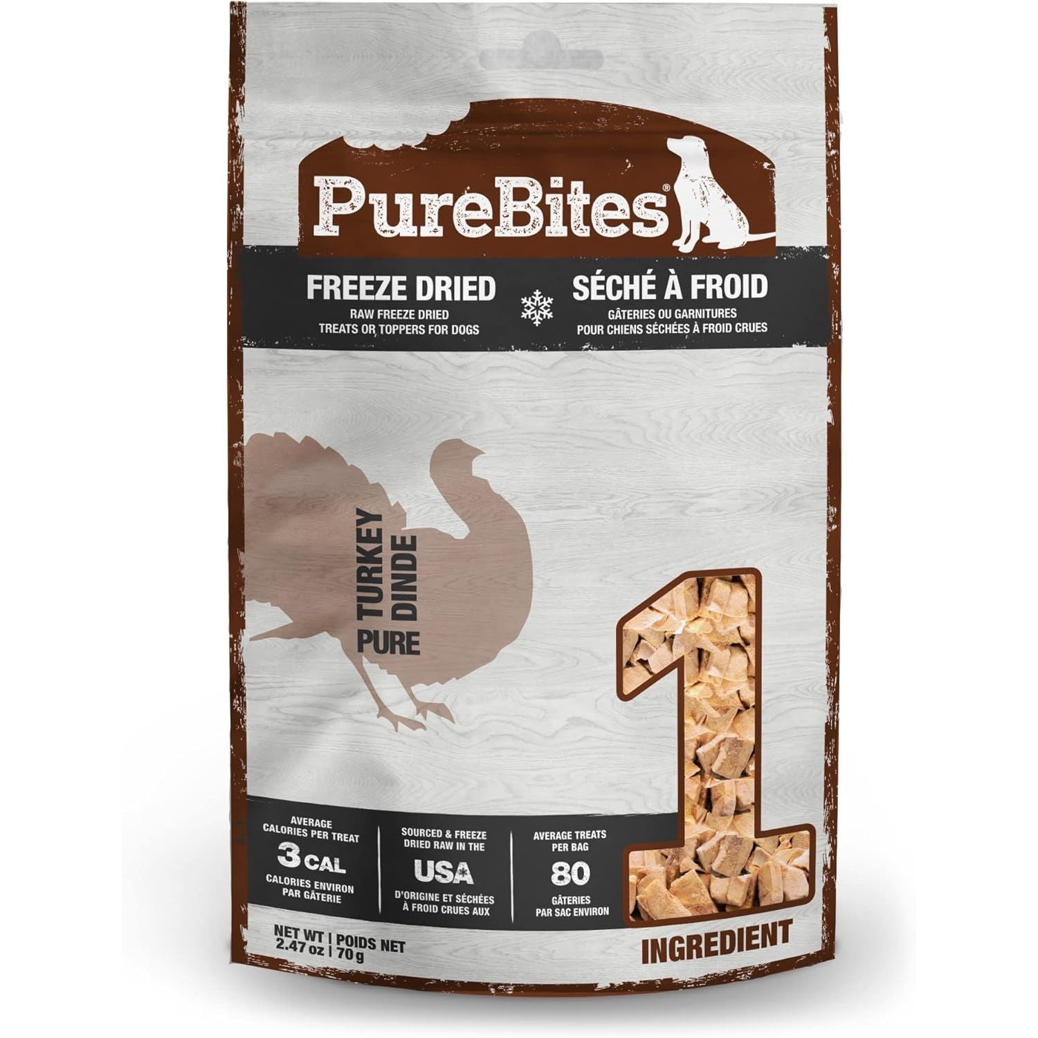 PureBites Turkey Freeze Dried Dog Treats 2.47 oz.