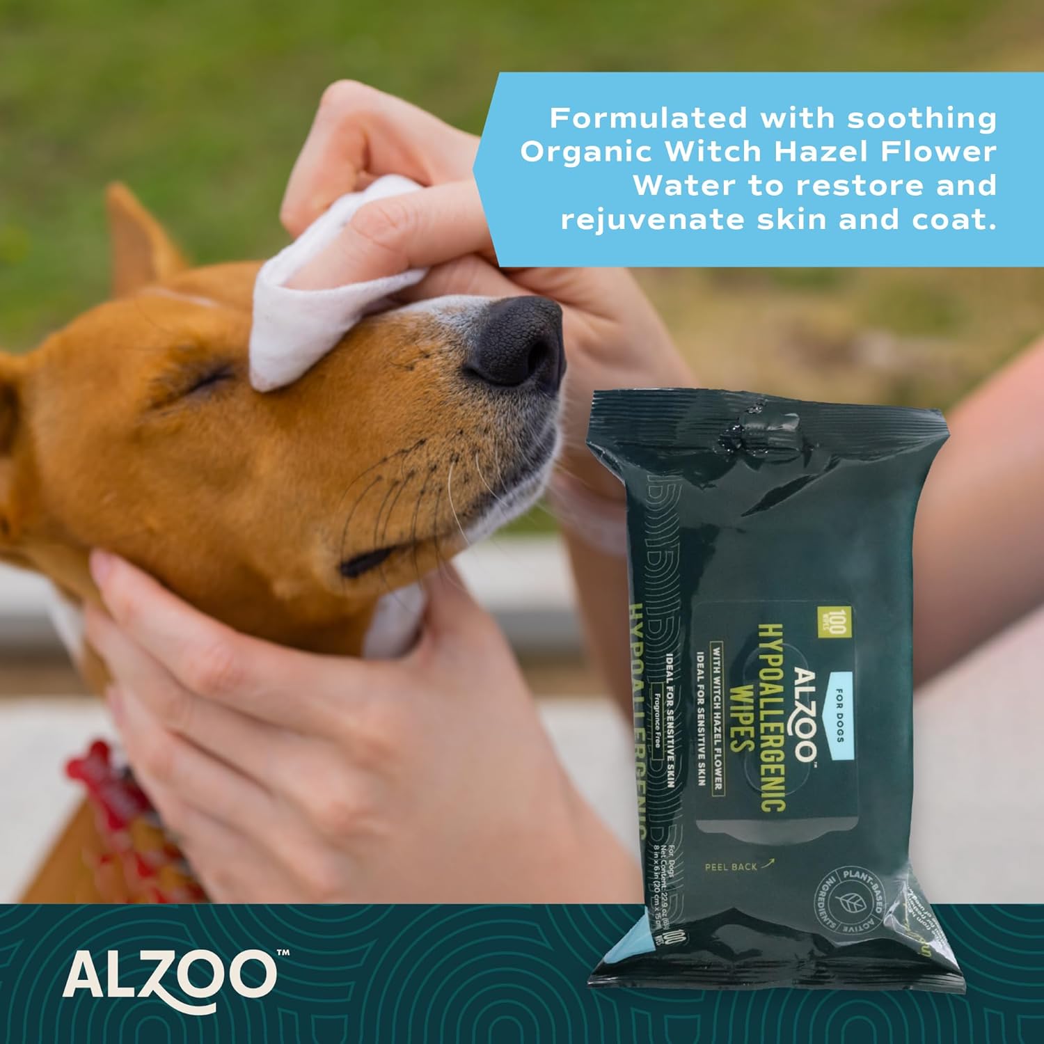 ALZOO Plant-Based Grooming Hypoallergenic Wipes for Dogs