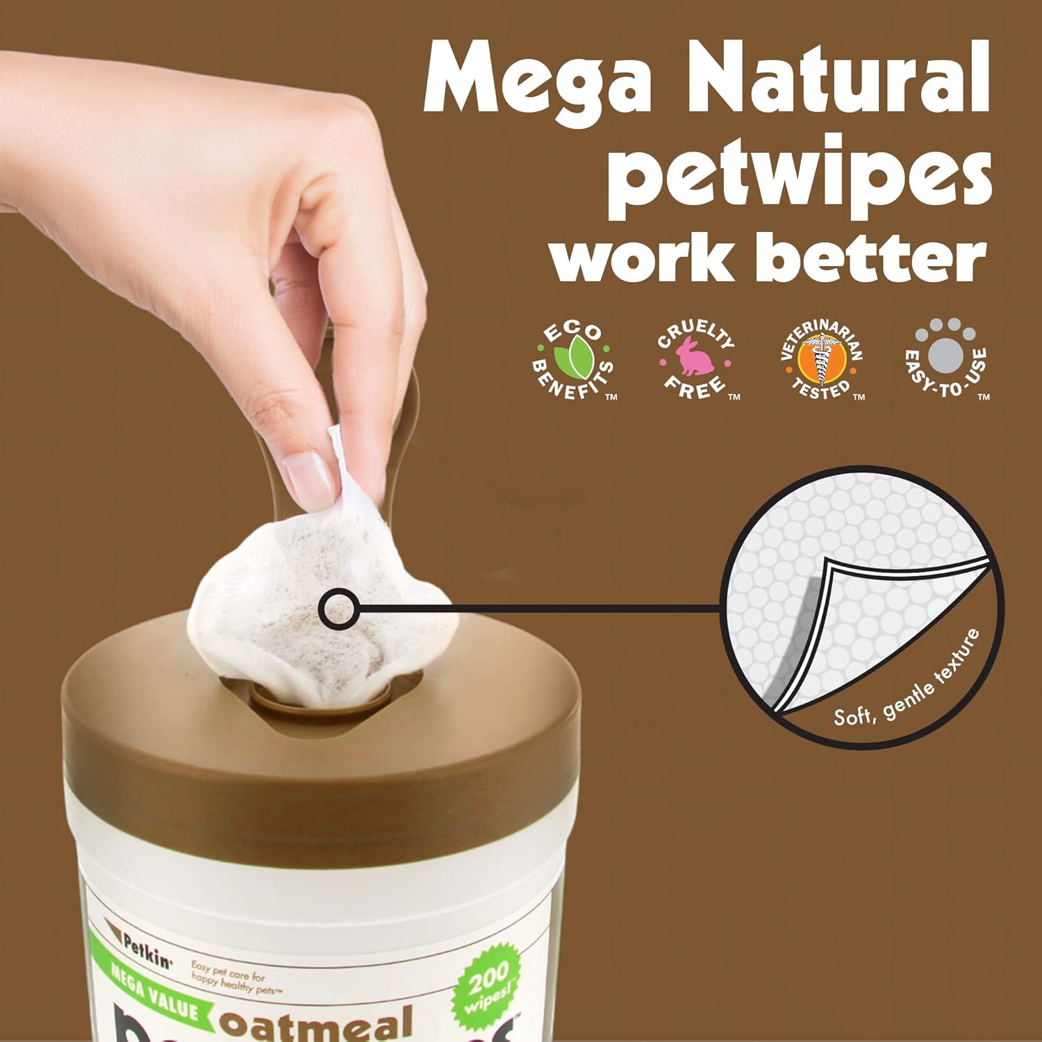 Petkin Mega Value Oatmeal Wipes (200 Count)