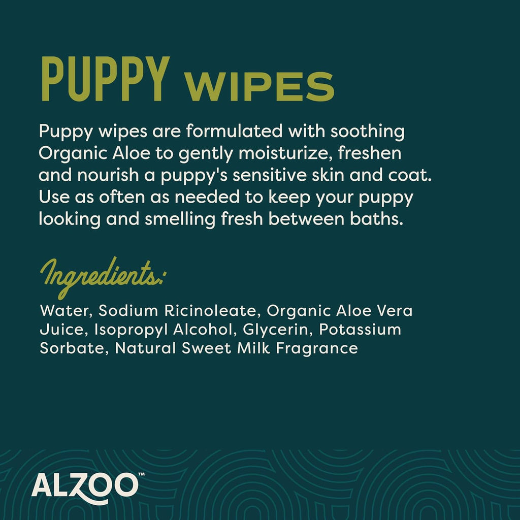 ALZOO Plant-Based Grooming Wipes for Puppies