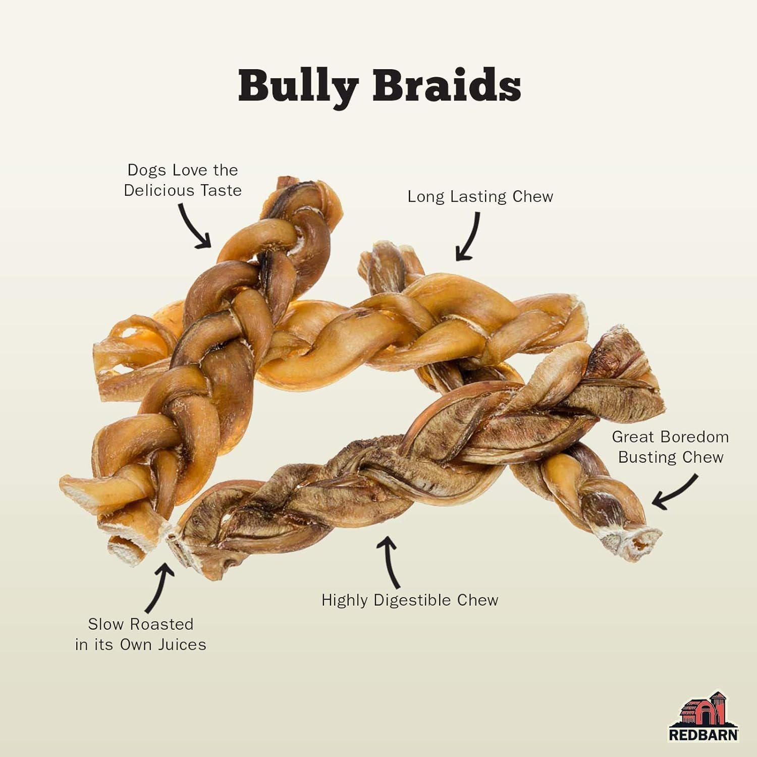 Redbarn 5" Braided Bully Sticks for Dogs
