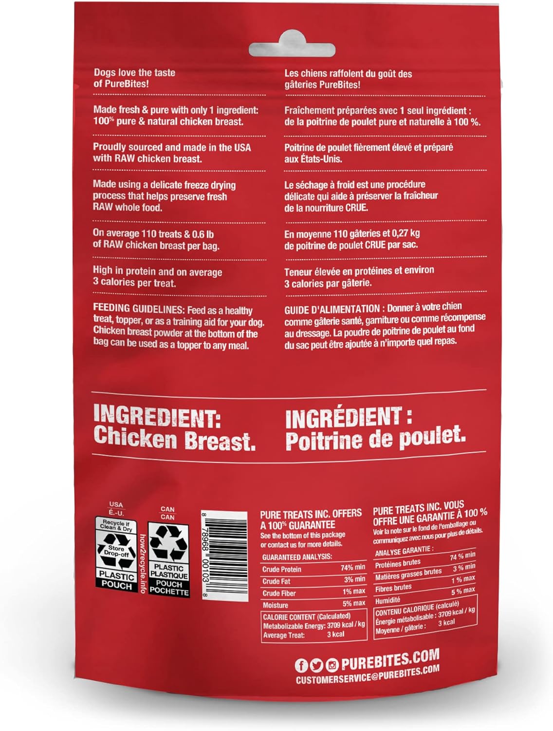 PureBites Freeze-Dried Chicken Dog Treats — Single Ingredient