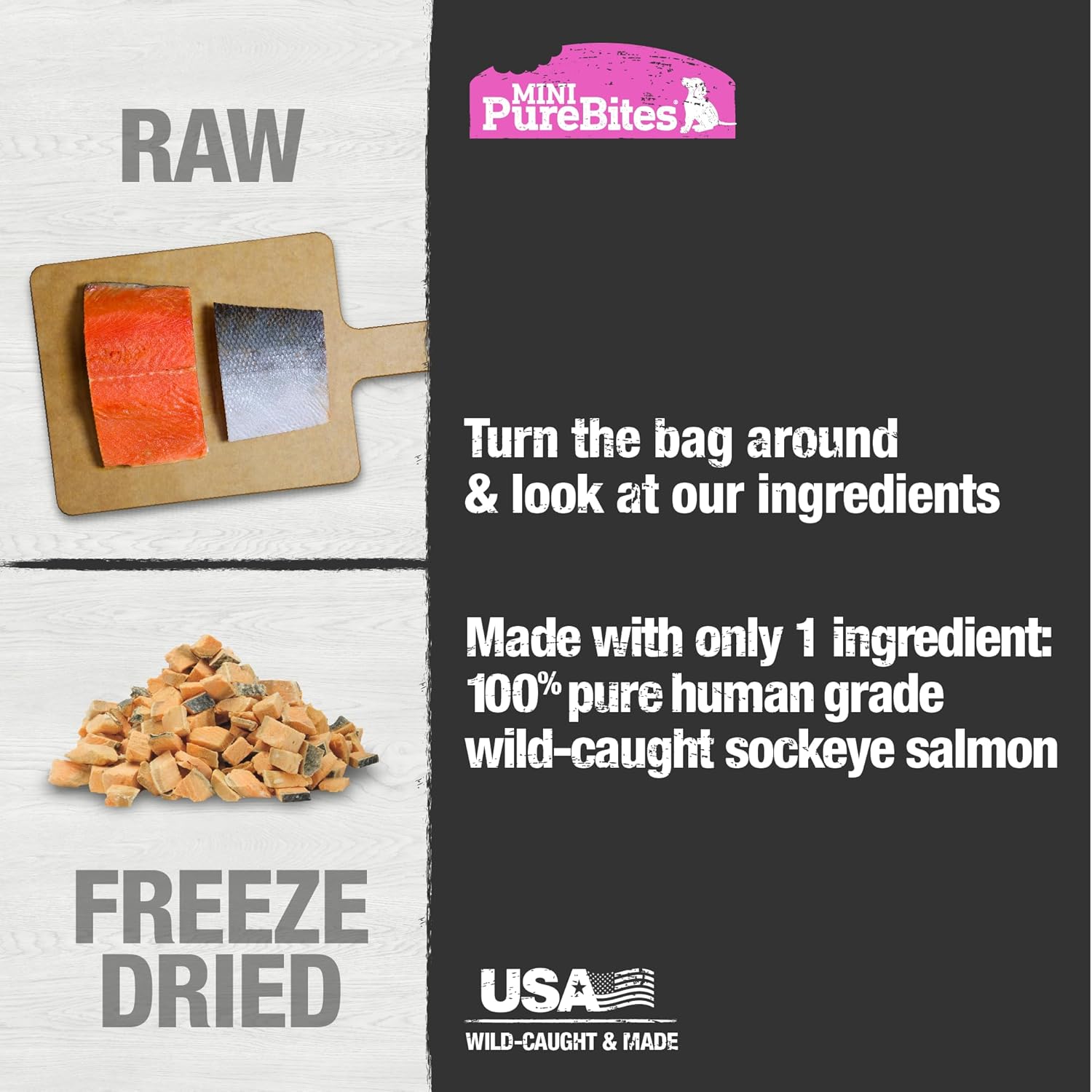 Mini PureBites Salmon Freeze Dried Dog Treats 1.7oz