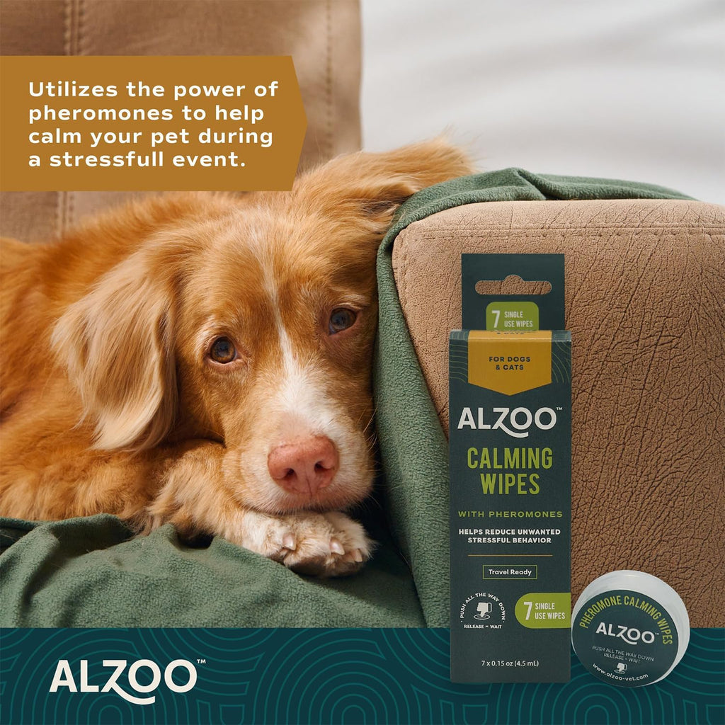 ALZOO On-the-Go Calming Wipes for Cats & Dogs with Pheromones