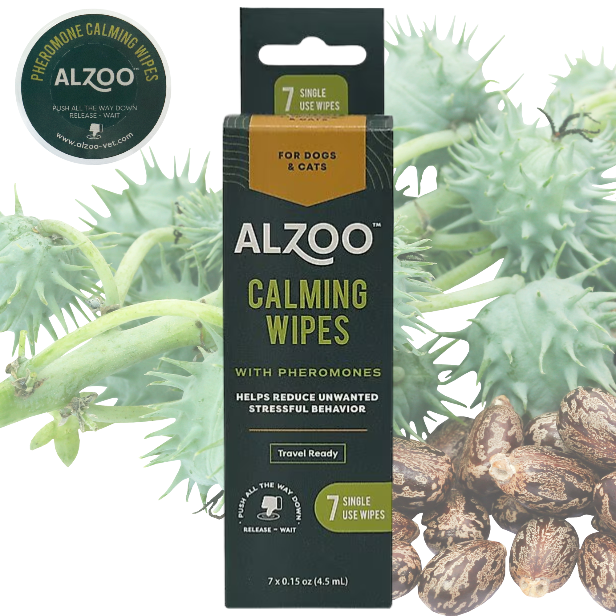ALZOO On-the-Go Calming Wipes for Cats & Dogs with Pheromones
