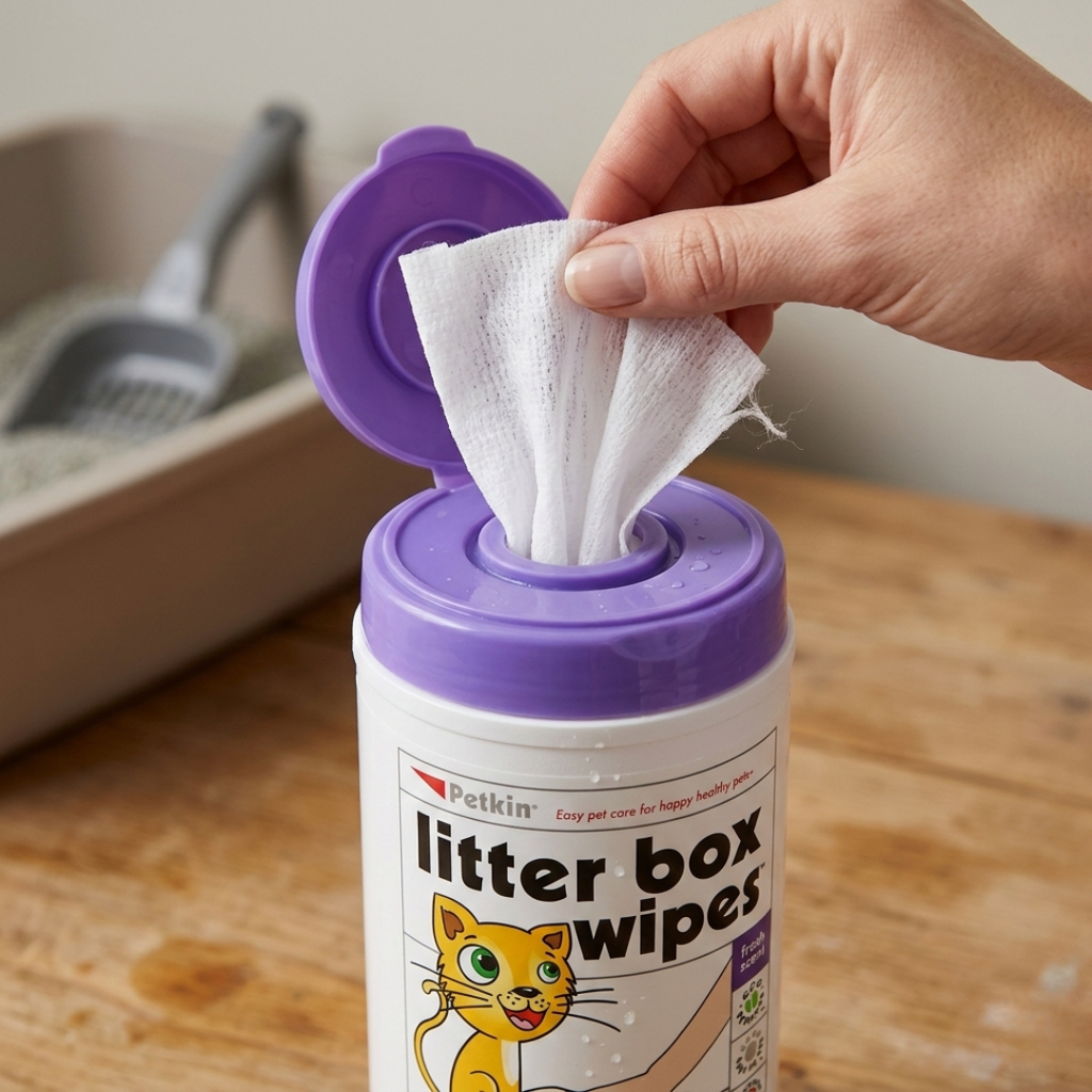 Petkin Litter Box Wipes for Cats — 40 Count