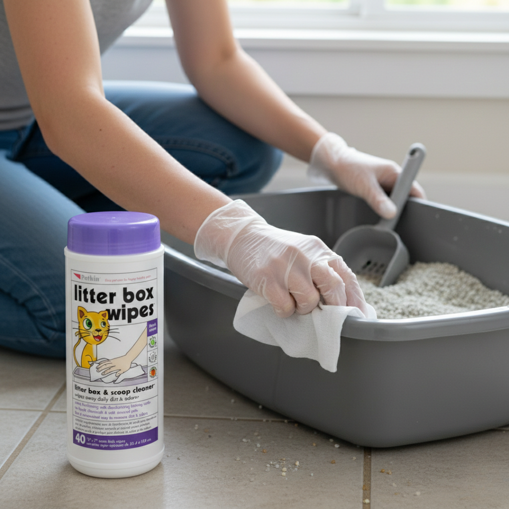 Petkin Litter Box Wipes for Cats — 40 Count