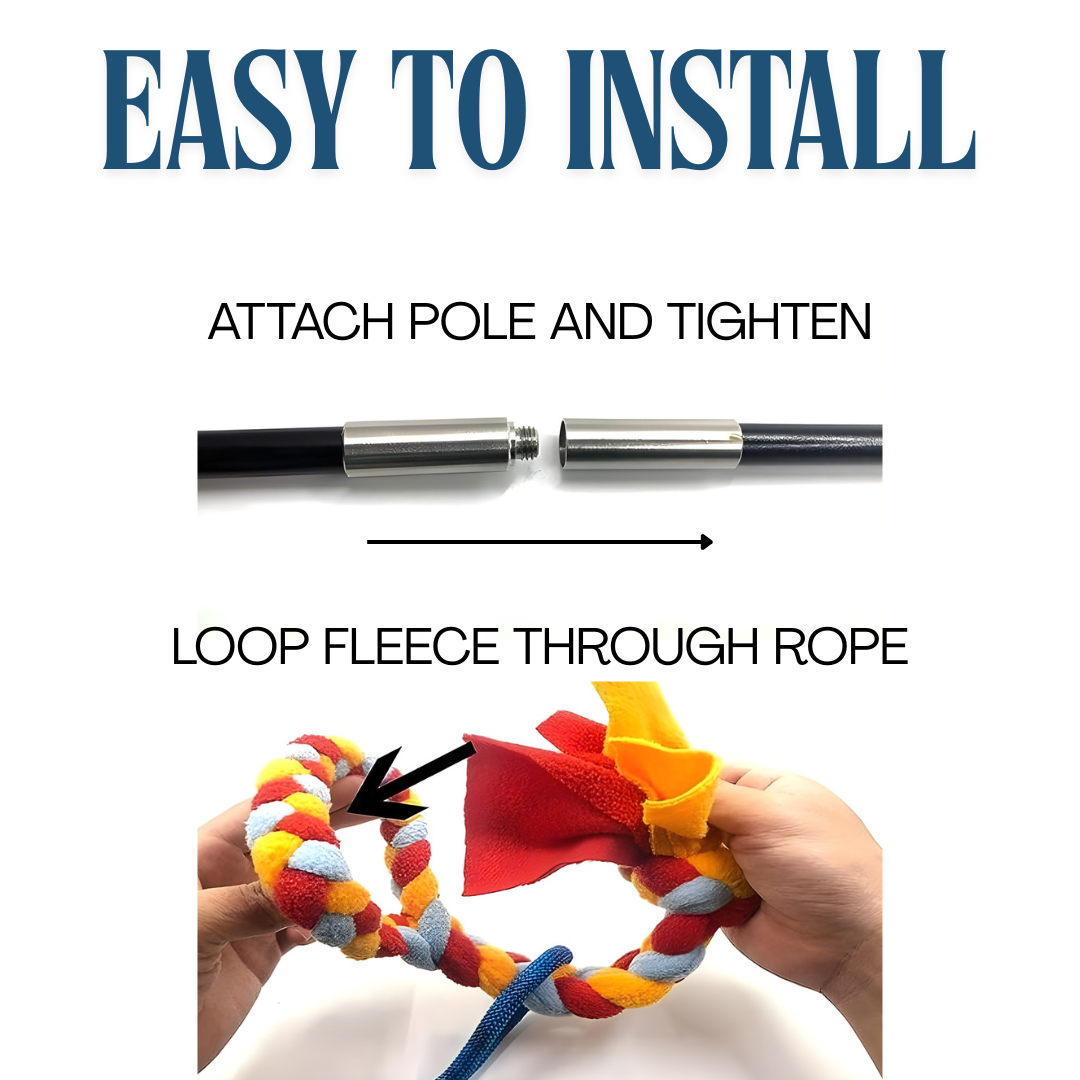 WOOZAPET Interactive Dog Flirt Pole Toy – Durable Outdoor Tug & Chase Wand with Fleece Rope Lure