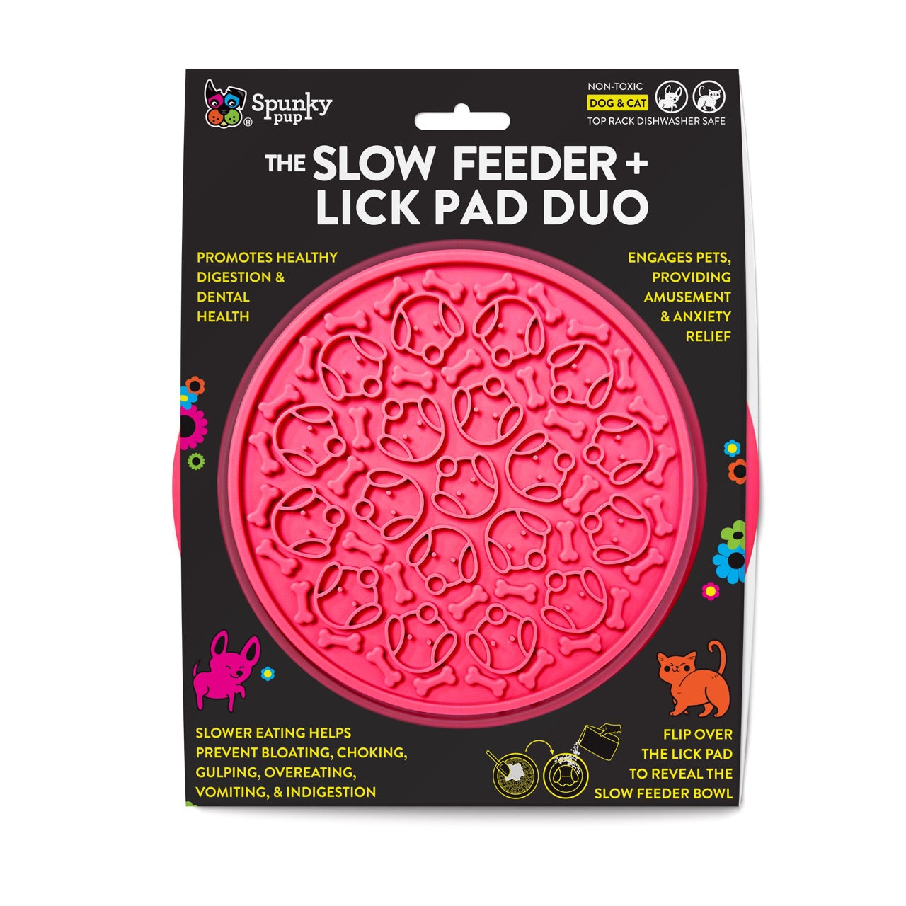 Spunky Pup Duo Slow Feeder Bowl & Lick Pad Combo