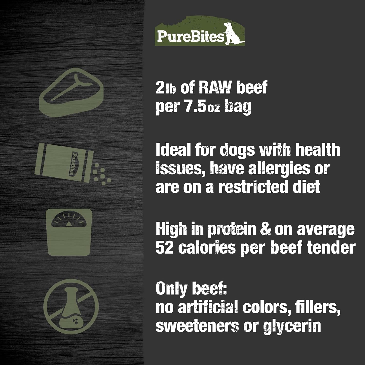 PureBites Beef Tenders Jerky Treats for Dogs 7.5 oz