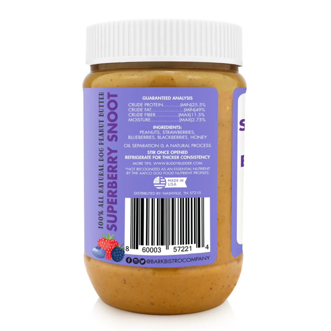 Bark Bistro Superberry Snoot Buddy Budder — 100% Natural Dog Peanut Butter, 17 oz