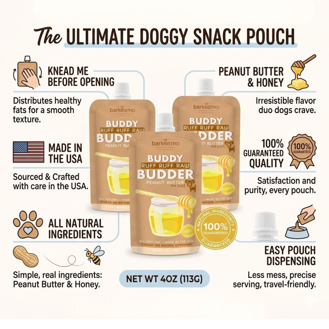 Bark Bistro Ruff Ruff Raw Buddy Budder Squeeze Packs — Trio, 3 x 4 oz