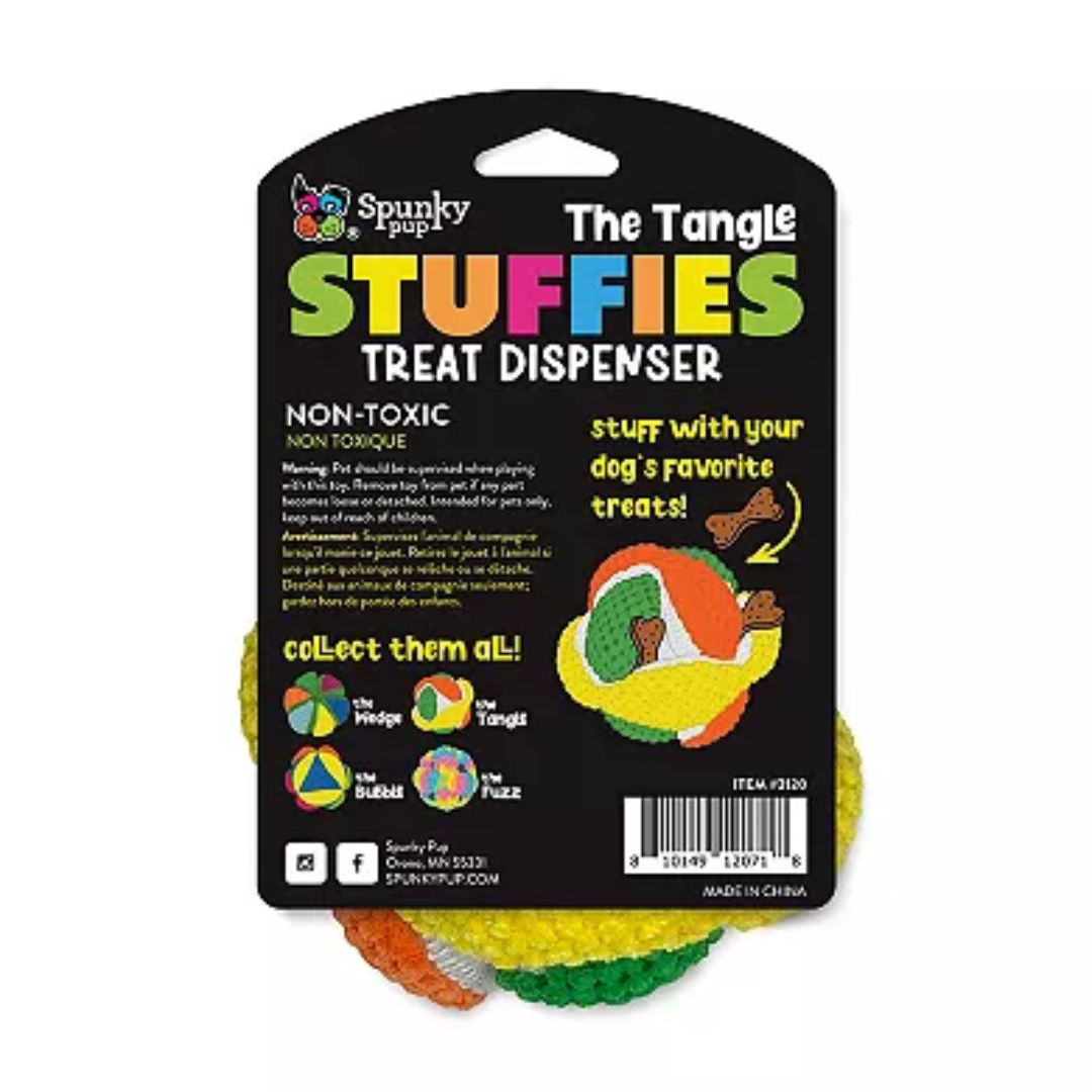 Spunky Pup The Tangle Stuffie — Interactive Treat-Dispensing Plush Dog Toy