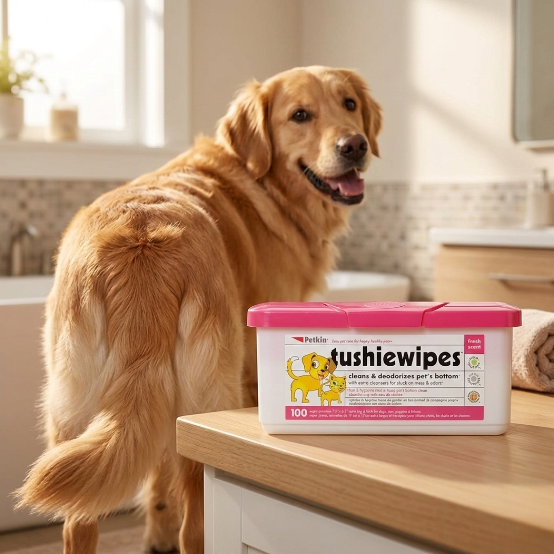 Petkin Tushie Wipes for Cats & Dogs – 100 Count