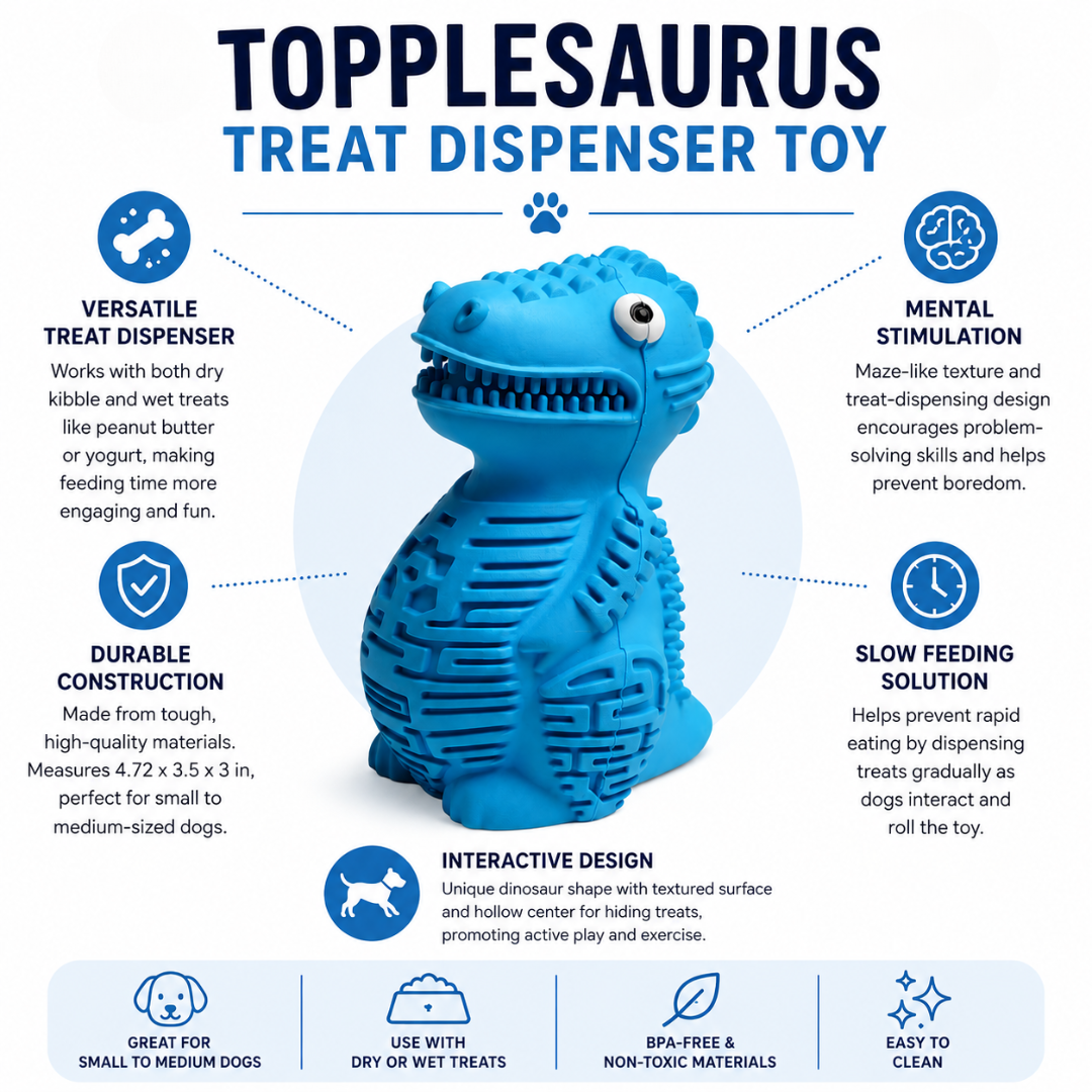 WOOZAPET Topplesaurus Slow Feeder & Treat Dispenser for Dogs